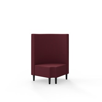 Snake kulmarahi 90° pyöreä R 12, keskikorkea selkänoja, jalat puuta, ik 43 cm