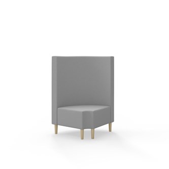 Snake kulmarahi 90° pyöreä R 12, keskikorkea selkänoja, jalat puuta, ik 43 cm