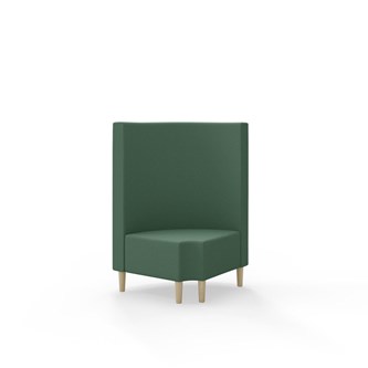 Snake kulmarahi 90° pyöreä R 12, keskikorkea selkänoja, jalat puuta, ik 43 cm