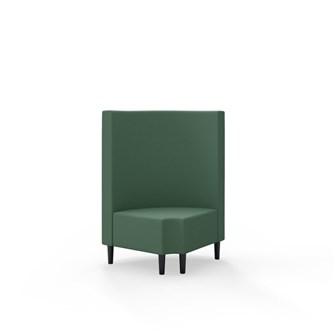 Snake kulmarahi 90° pyöreä R 12, keskikorkea selkänoja, jalat puuta, ik 43 cm