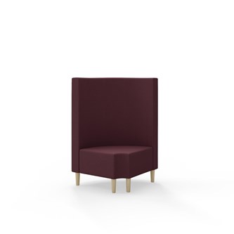 Snake kulmarahi 90° pyöreä R 12, keskikorkea selkänoja, jalat puuta, ik 43 cm