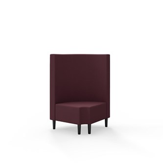 Snake kulmarahi 90° pyöreä R 12, keskikorkea selkänoja, jalat puuta, ik 43 cm