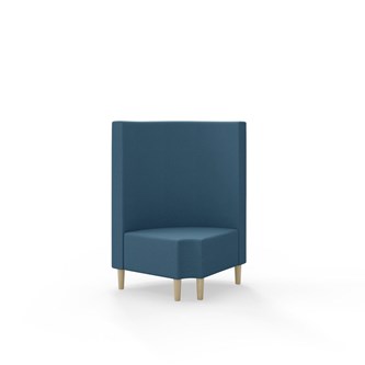 Snake kulmarahi 90° pyöreä R 12, keskikorkea selkänoja, jalat puuta, ik 43 cm