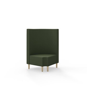 Snake kulmarahi 90° pyöreä R 12, keskikorkea selkänoja, jalat puuta, ik 43 cm