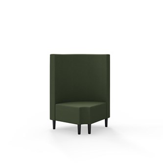 Snake kulmarahi 90° pyöreä R 12, keskikorkea selkänoja, jalat puuta, ik 43 cm