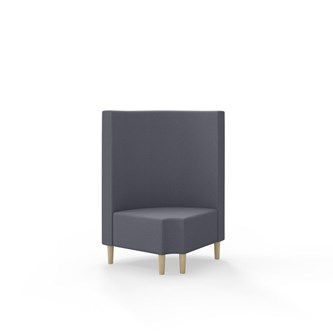 Snake kulmarahi 90° pyöreä R 12, keskikorkea selkänoja, jalat puuta, ik 43 cm