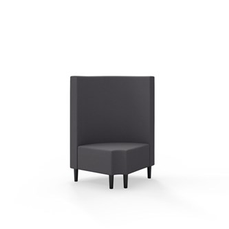 Snake kulmarahi 90° pyöreä R 12, keskikorkea selkänoja, jalat puuta, ik 43 cm