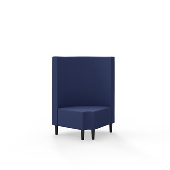 Snake kulmarahi 90° pyöreä R 12, keskikorkea selkänoja, jalat puuta, ik 43 cm