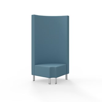 Snake kulmarahi 90° pyöreä R 12, korkea selkänoja, metallijalat, ik 43 cm