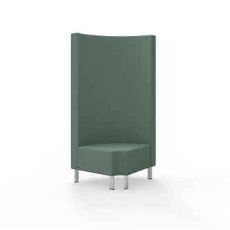 Snake kulmarahi 90° pyöreä R 12, korkea selkänoja, metallijalat, ik 43 cm