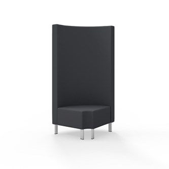 Snake kulmarahi 90° pyöreä R 12, korkea selkänoja, metallijalat, ik 43 cm