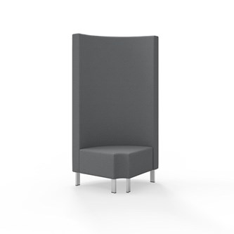 Snake kulmarahi 90° pyöreä R 12, korkea selkänoja, metallijalat, ik 43 cm