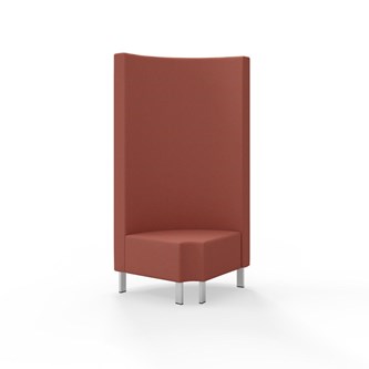 Snake kulmarahi 90° pyöreä R 12, korkea selkänoja, metallijalat, ik 43 cm