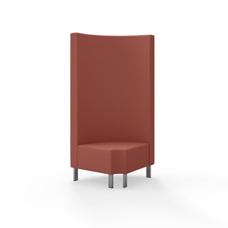 Snake kulmarahi 90° pyöreä R 12, korkea selkänoja, metallijalat, ik 43 cm