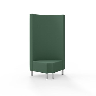 Snake kulmarahi 90° pyöreä R 12, korkea selkänoja, metallijalat, ik 43 cm