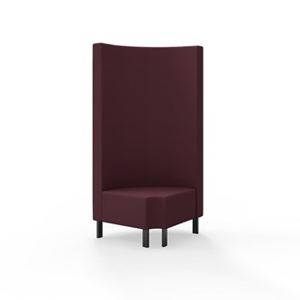 Snake kulmarahi 90° pyöreä R 12, korkea selkänoja, metallijalat, ik 43 cm