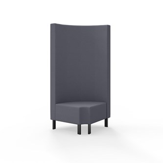 Snake kulmarahi 90° pyöreä R 12, korkea selkänoja, metallijalat, ik 43 cm