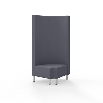 Snake kulmarahi 90° pyöreä R 12, korkea selkänoja, metallijalat, ik 43 cm