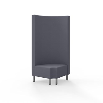 Snake kulmarahi 90° pyöreä R 12, korkea selkänoja, metallijalat, ik 43 cm