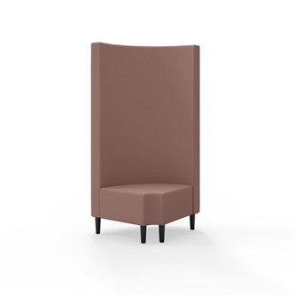 Snake kulmarahi 90° pyöreä R 12, korkea selkänoja, jalat puuta, ik 43 cm