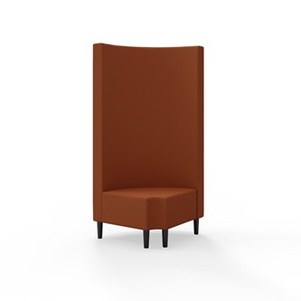 Snake kulmarahi 90° pyöreä R 12, korkea selkänoja, jalat puuta, ik 43 cm