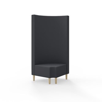 Snake kulmarahi 90° pyöreä R 12, korkea selkänoja, jalat puuta, ik 43 cm