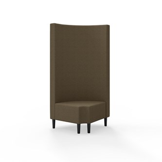 Snake kulmarahi 90° pyöreä R 12, korkea selkänoja, jalat puuta, ik 43 cm