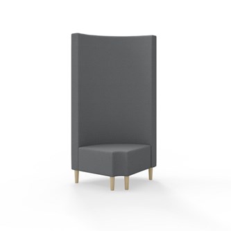 Snake kulmarahi 90° pyöreä R 12, korkea selkänoja, jalat puuta, ik 43 cm