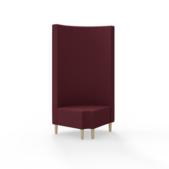 Snake kulmarahi 90° pyöreä R 12, korkea selkänoja, jalat puuta, ik 43 cm