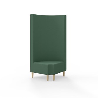 Snake kulmarahi 90° pyöreä R 12, korkea selkänoja, jalat puuta, ik 43 cm