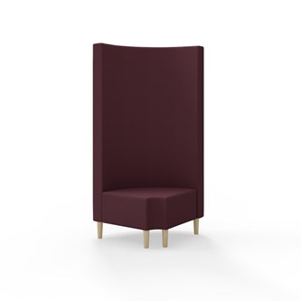 Snake kulmarahi 90° pyöreä R 12, korkea selkänoja, jalat puuta, ik 43 cm