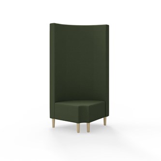 Snake kulmarahi 90° pyöreä R 12, korkea selkänoja, jalat puuta, ik 43 cm