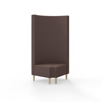 Snake kulmarahi 90° pyöreä R 12, korkea selkänoja, jalat puuta, ik 43 cm