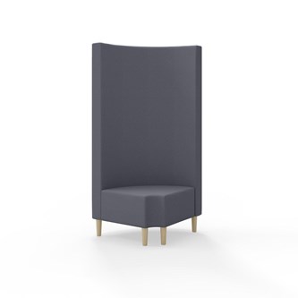 Snake kulmarahi 90° pyöreä R 12, korkea selkänoja, jalat puuta, ik 43 cm