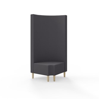 Snake kulmarahi 90° pyöreä R 12, korkea selkänoja, jalat puuta, ik 43 cm