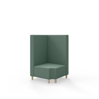 Snake kulmarahi 90° R 12, keskikorkea selkänoja, jalat puuta, ik 37,5 cm