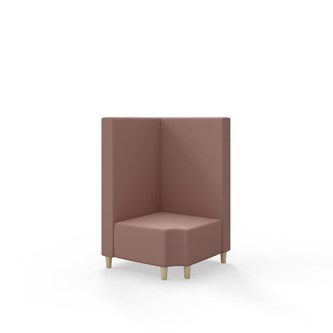 Snake kulmarahi 90° R 12, keskikorkea selkänoja, jalat puuta, ik 37,5 cm