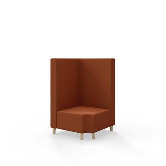 Snake kulmarahi 90° R 12, keskikorkea selkänoja, jalat puuta, ik 37,5 cm