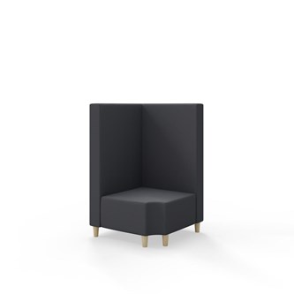 Snake kulmarahi 90° R 12, keskikorkea selkänoja, jalat puuta, ik 37,5 cm