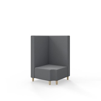 Snake kulmarahi 90° R 12, keskikorkea selkänoja, jalat puuta, ik 37,5 cm