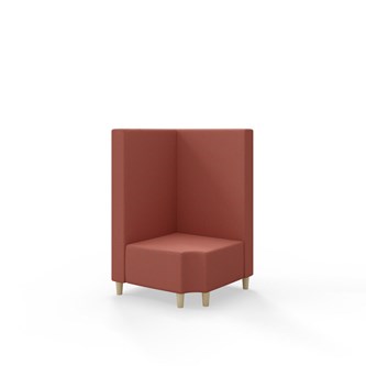 Snake kulmarahi 90° R 12, keskikorkea selkänoja, jalat puuta, ik 37,5 cm