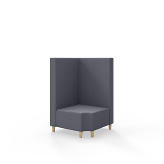 Snake kulmarahi 90° R 12, keskikorkea selkänoja, jalat puuta, ik 37,5 cm