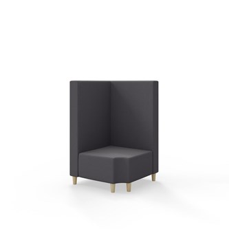 Snake kulmarahi 90° R 12, keskikorkea selkänoja, jalat puuta, ik 37,5 cm