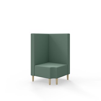 Snake kulmarahi 90° R 12, keskikorkea selkänoja, jalat puuta, ik 43 cm