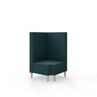 Snake kulmarahi 90° R 12, keskikorkea selkänoja, jalat puuta, ik 43 cm