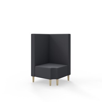 Snake kulmarahi 90° R 12, keskikorkea selkänoja, jalat puuta, ik 43 cm