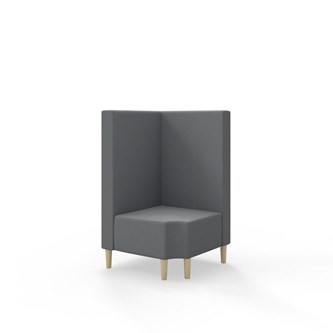 Snake kulmarahi 90° R 12, keskikorkea selkänoja, jalat puuta, ik 43 cm