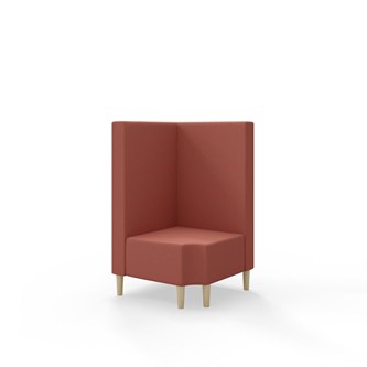 Snake kulmarahi 90° R 12, keskikorkea selkänoja, jalat puuta, ik 43 cm