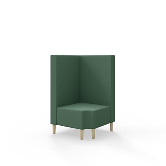 Snake kulmarahi 90° R 12, keskikorkea selkänoja, jalat puuta, ik 43 cm