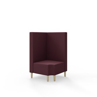 Snake kulmarahi 90° R 12, keskikorkea selkänoja, jalat puuta, ik 43 cm